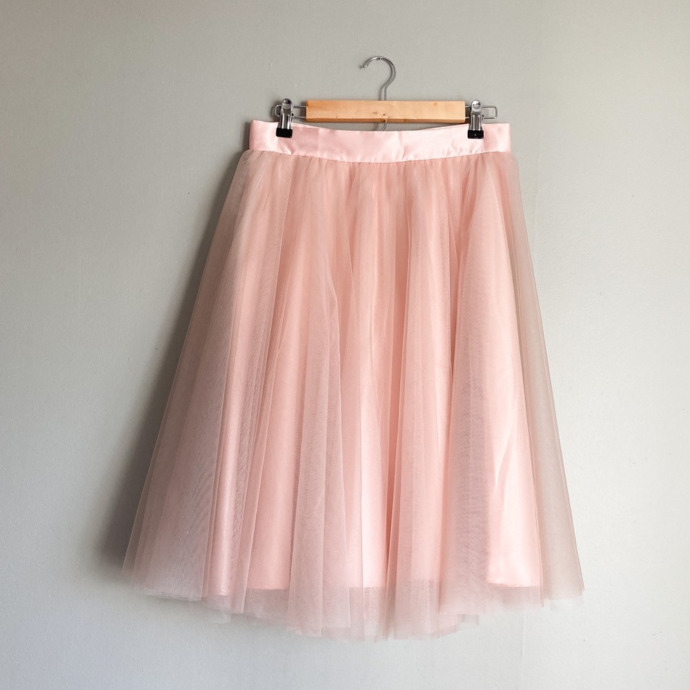 Space 46 Boutique Pink Tulle Midi Skirt